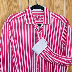 PRICE DROP! - BUGATCHI - Red / White Striped Shirt